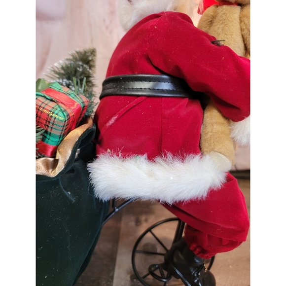 Santa on bike sack toy bag Teddy present tree train decor figure xmas decor - Picture 6 of 7